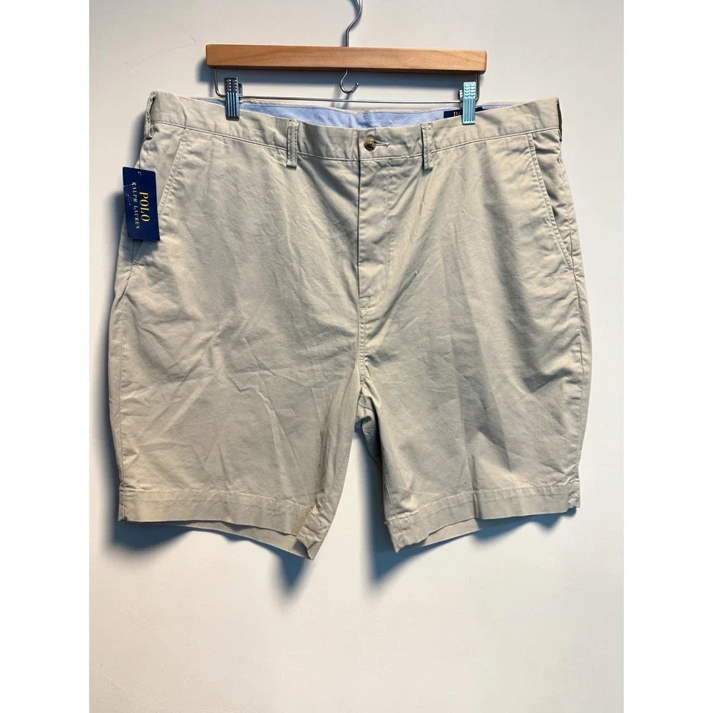 Polo Ralph Lauren Shorts Mens 42 Relaxed Fit Chino Golf Casual Flat Front Tan